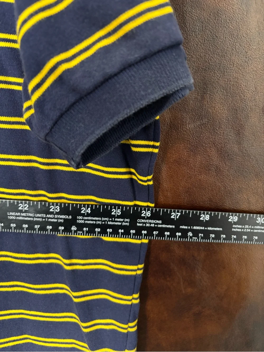 Polo by Ralph Lauren Navy & Yellow Striped Polo with Red Pony